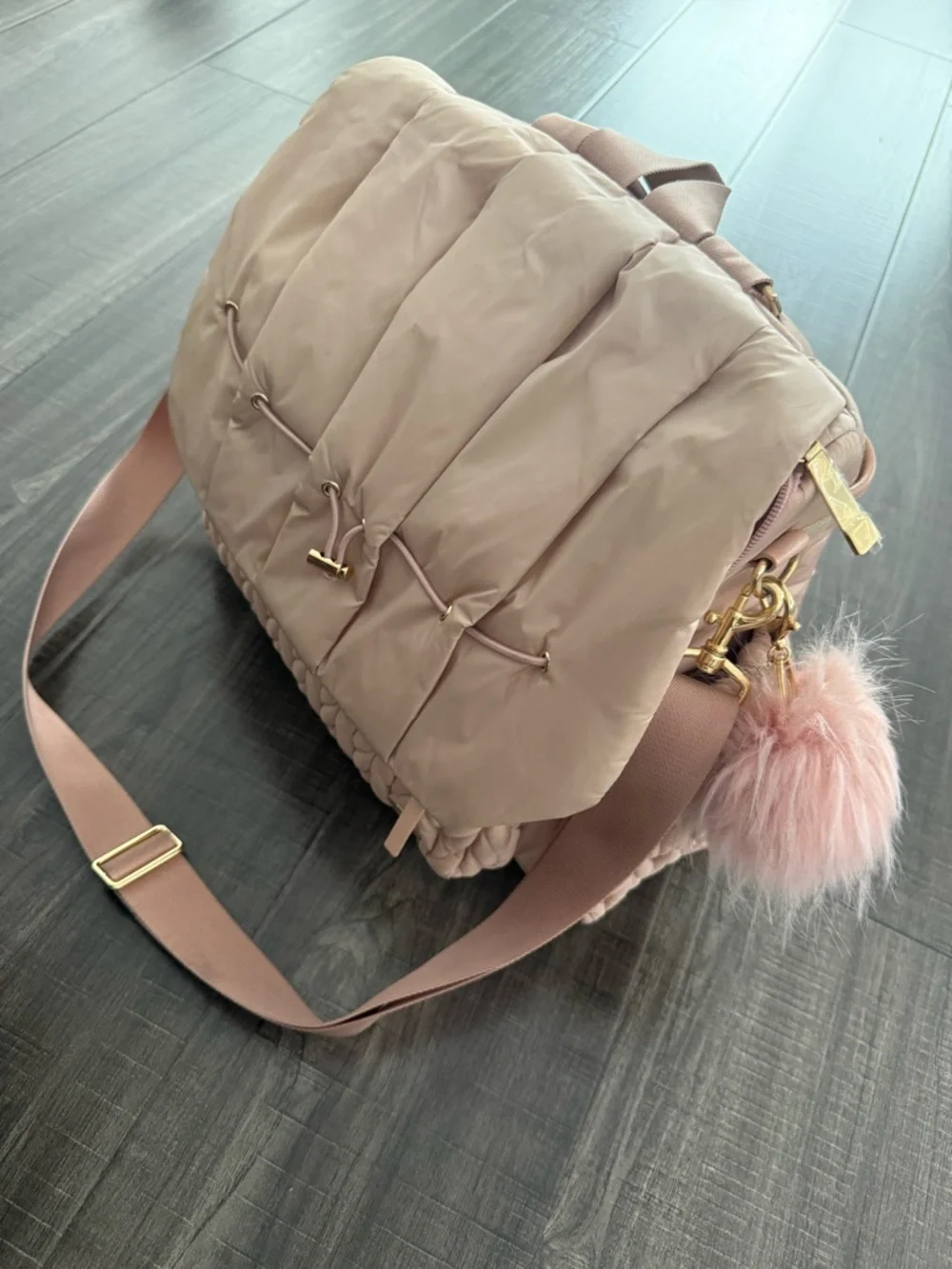 Happbrand Quilted Puffer Diaper Bag in Blush Pink